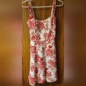 Red & White Floral Sundress
